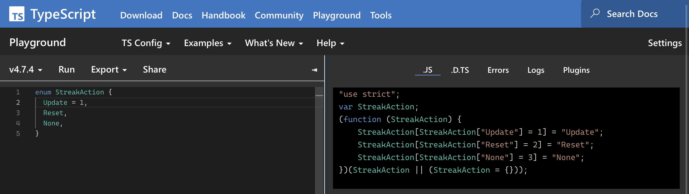 TypeScript Playground 2 - StreackAction